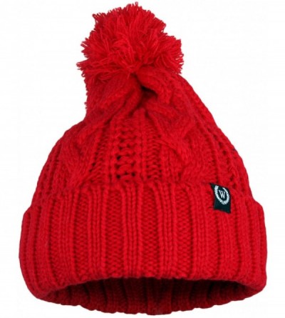 Skullies & Beanies Wonderful Fashion Trendy Winter Warm Soft Beanie Cable Knitted Hat Cap for Women - Red - CZ1256HCX1R $9.40