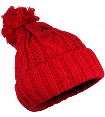 Skullies & Beanies Wonderful Fashion Trendy Winter Warm Soft Beanie Cable Knitted Hat Cap for Women - Red - CZ1256HCX1R $9.40