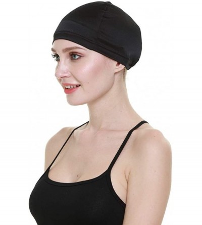Skullies & Beanies Wig Cap-100% Mulberry Silk Breathable Soft for Bald Head Available All The Year - Black - C418T4L6UIZ $24.52