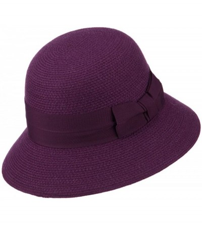 Bucket Hats Women's Wool Felt Bucket Shape Hat - Purple - C011NY2T0JF $49.31