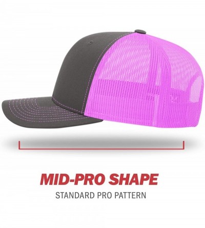 Baseball Caps Richardson Unisex 112 Trucker Adjustable Snapback Baseball Cap- Split Charcoal/Neon Pink- One Size Fits Most - ...