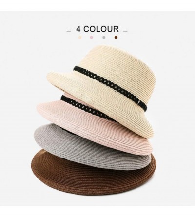 Fedoras Womens Summer Sun Beach Straw Hats UPF Protective Panama Fedora Outdoor Patio - 00010_gray - CM12E73Y5KD $21.09