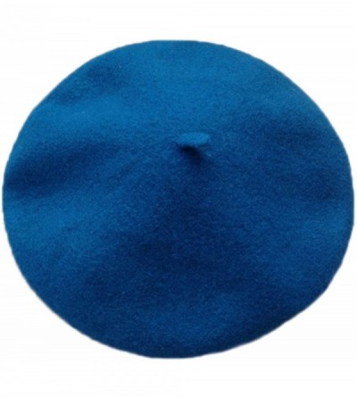 Berets Women Or Men 100% Wool Solid Berets French Beret - Peacock Blue - CW187E0K9ND $11.89