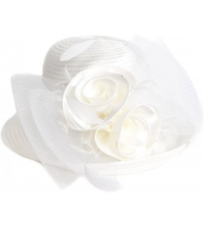 Sun Hats Lightweight Kentucky Derby Church Dress Wedding Hat S052 - Bowler-cream - CK17XWHWZ4H $58.18
