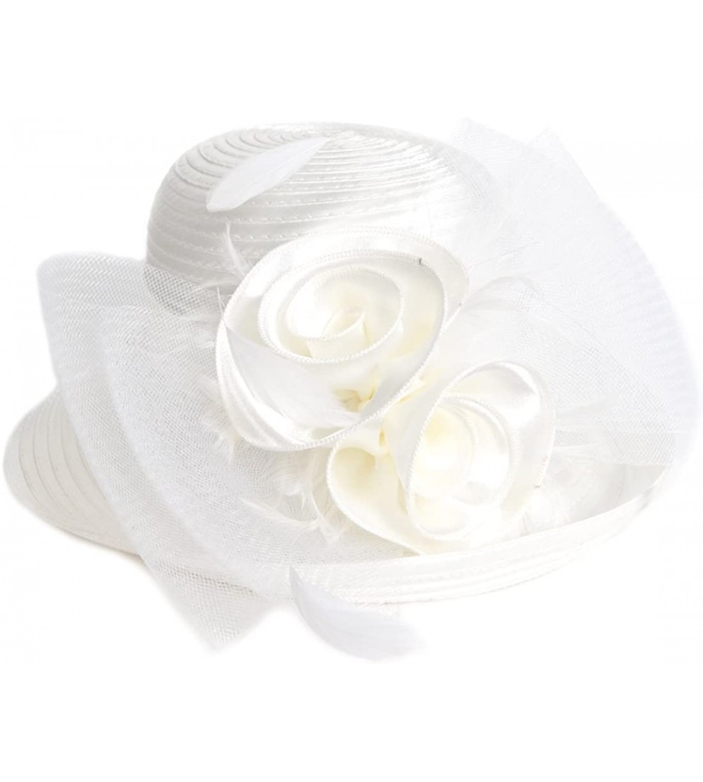Sun Hats Lightweight Kentucky Derby Church Dress Wedding Hat S052 - Bowler-cream - CK17XWHWZ4H $21.33