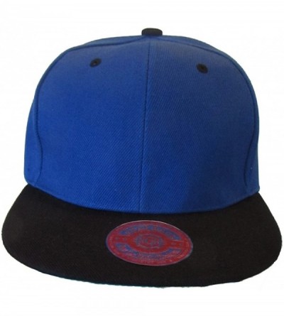 Baseball Caps Premium Plain Two-Tone Flat Bill Snapback Hat - Baseball Cap (Royal Blue/Black) - C511KV8XR6H $10.45