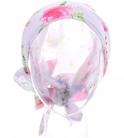 Skullies & Beanies Women Chemo Headscarf Pre Tied Hair Cover for Cancer - White Pink Rose - CC198KDEUZ7 $9.45