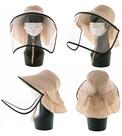 Sun Hats Womens UPF50 Cotton Packable Sun Hats w/Chin Cord Wide Brim Stylish 54-60CM - 69085_beige(face Shield) - C518EM2ZG5O...