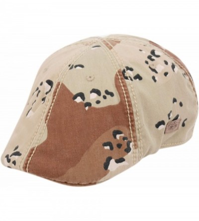 Newsboy Caps Mens 6pannel Duck Bill Curved Ivy Drivers Hat One Size(Elastic Band Closure) - Washed Camo Brown - C3196W0SRYK $...