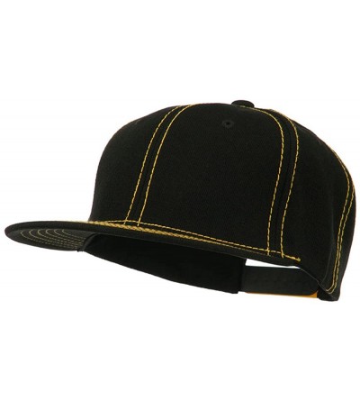 Baseball Caps Contrast Stitch Flat Bill Snapback Cap - Black Gold - CV11NY30HA9 $37.53