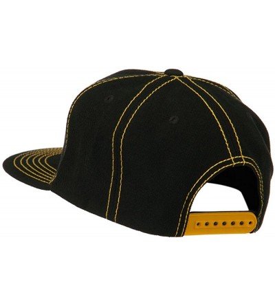 Baseball Caps Contrast Stitch Flat Bill Snapback Cap - Black Gold - CV11NY30HA9 $24.34