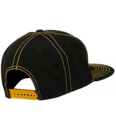 Baseball Caps Contrast Stitch Flat Bill Snapback Cap - Black Gold - CV11NY30HA9 $24.34