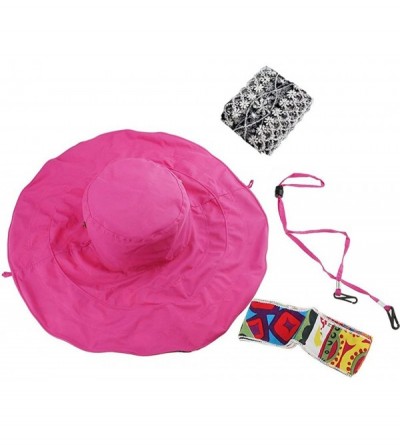 Sun Hats Womens Wide Brim Sun Hat Floppy Canvas Summer Beach Bucket Hat UPF 50+ - Rose - C012H96BII7 $16.65