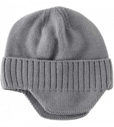 Skullies & Beanies Mens Winter Hat Knit Earflap Hat Stocking Caps with Ears Warm Hat - Light Gray - CP18O05L58X $12.38