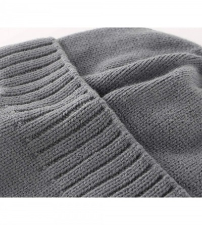 Skullies & Beanies Mens Winter Hat Knit Earflap Hat Stocking Caps with Ears Warm Hat - Light Gray - CP18O05L58X $12.38