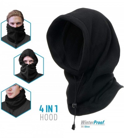 Balaclavas 4 in 1 Full Face Hood for Adults- Fleece Balaclava- Ski Mask Hoodie- Face Fleece Mask - Silver - C218ZCL9SW9 $10.78