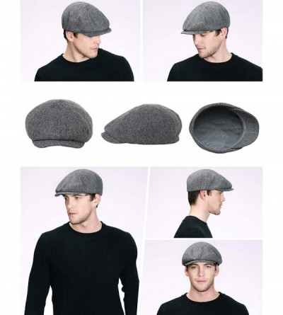 Newsboy Caps Wool Newsboy Cap Earflap Trapper Hat Winter Warm Lined Fashion Unisex 56-60CM - 00793_black - CG18YKUHC2O $20.66