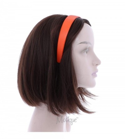 Headbands Orange 1 Inch Wide Leather Like Headband Solid Hair band for Women and Girls - Orange - CG126NC86DN $8.84