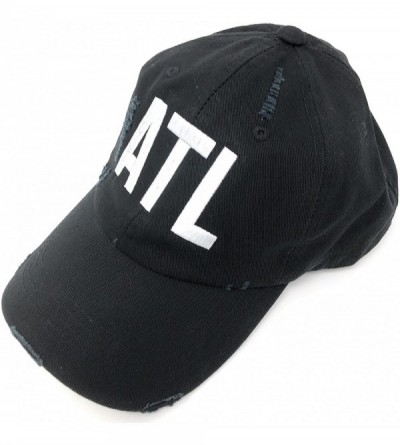 Baseball Caps Custom Embroidered ATL Hartsfield Jackson Atlanta Airport Code Hat BK Distressed Black Baseball Hat - CA18GZRZN...