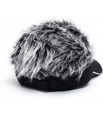 Visors Flair Hair Visor Sun Cap Wig Peaked Adjustable Baseball Hat with Spiked Hairs - Black Gray-upgraded - CM18I3WIIXM $19.84
