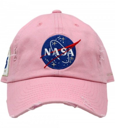 Baseball Caps Skylab NASA Hat with Special Edition Patch - Pink Distressed - CO182XU4GRL $25.44