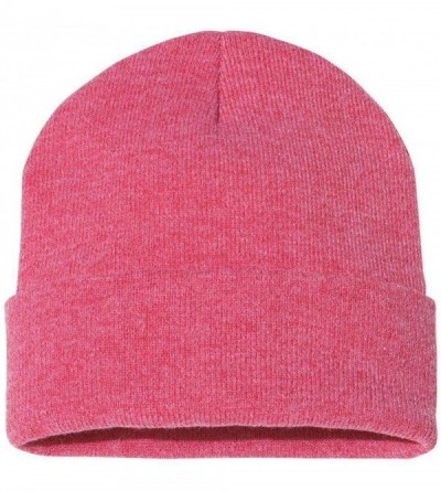 Skullies & Beanies SP12 - 12 Inch Solid Knit Beanie - Heather Red - CH18HY2T4MN $9.00