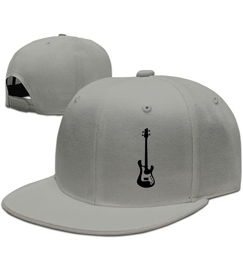 Baseball Caps Custom Unisex Adjustable Cool Bass Guitar Snapback Flat Baseball Cap One Size - Ash - C912MXSMWIX $8.75