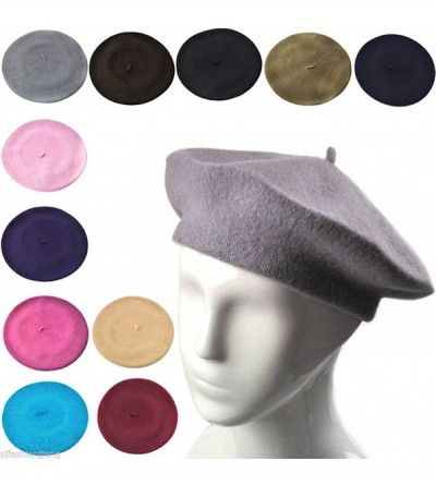 Berets Women French Wool Beret Hats - Solid Color Classic Beanie Winter Cap - Royal Blue - CI12FK79979 $11.74
