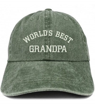 Baseball Caps World's Best Grandpa Embroidered Pigment Dyed Low Profile Cotton Cap - Dark Green - C018CTTK49N $15.74