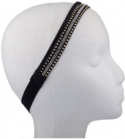 Headbands Beaded Pave Studded Black Stretch Headband - CS127M2Z9XN $7.65