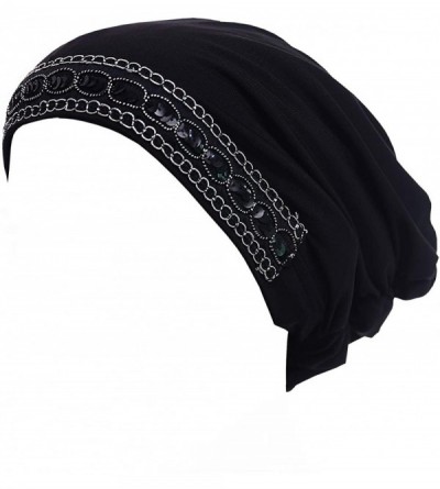 Skullies & Beanies Fashion Lycra Snood Caps Women Chemo Beanie Hat - Black - CV18HDWR9U3 $12.10