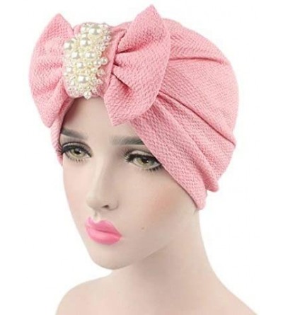 Skullies & Beanies Womens Bowknot Turban Headwear Puggaree - Pink - C312NT8IESN $11.83