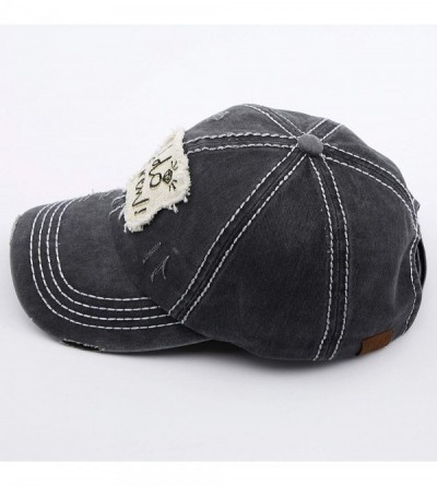 Baseball Caps Exclusives Hatsandscarf Washed Distressed Cotton Denim Ponytail Hat Adjustable Baseball Cap (BT-761) - C118RHYM...