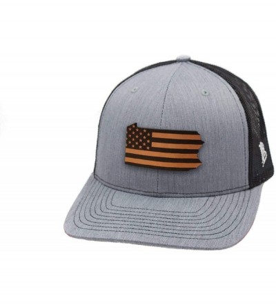 Baseball Caps 'Pennsylvania Patriot' Leather Patch Hat Curved Trucker - Camo - C218IGQGX8C $22.92