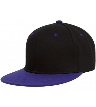 Baseball Caps Cotton Two-Tone Flat Bill Snapback - Black/Purple - CK11MQPZ3LP $7.60