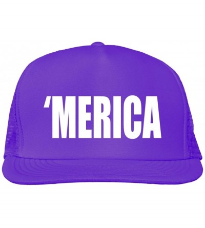 Baseball Caps Merica Bright neon Truckers mesh snap Back hat - Neon Purple - CU11MJC3DA7 $18.51
