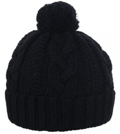 Skullies & Beanies Classic Cable Wool Knitted Winter Ski Beanie Hat - Black - CF11K426ZEB $20.17