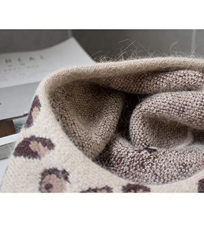 Berets Womens French-Beret-Leopard Print Vintage Angora Winter-Beanie Hat Warm - Khaki - CR18YH90389 $11.82