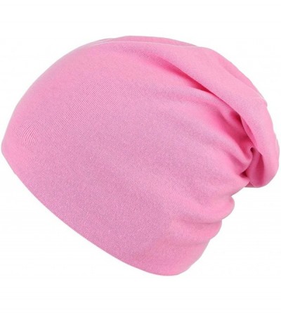 Skullies & Beanies Women Men Slouch Skull Cap Oversize Knit Beanie Hat Long Baggy Hip-hop Winter Summer Hat - Pink - CJ18QUC4...
