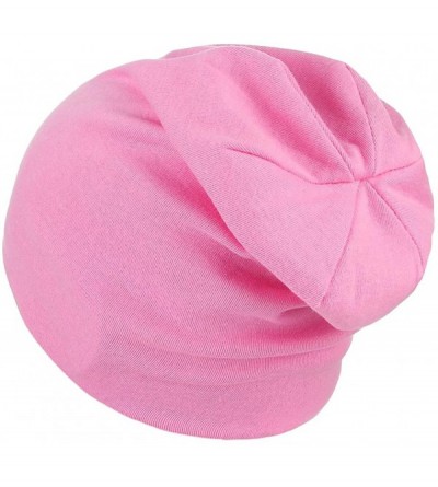 Skullies & Beanies Women Men Slouch Skull Cap Oversize Knit Beanie Hat Long Baggy Hip-hop Winter Summer Hat - Pink - CJ18QUC4...