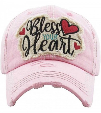 Baseball Caps Women's Bless Your Heart Vintage Baseball Hat Cap - Pink - C218W826MNY $27.73