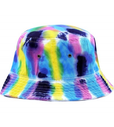 Bucket Hats 100% Cotton Tie Dye Unisex Packable Summer Travel Bucket Hat - Nv/Fu - CM124WP2OOZ $11.11