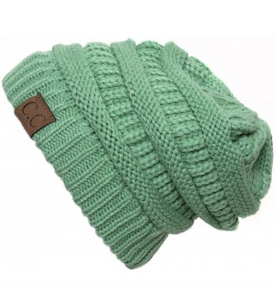 Skullies & Beanies Knit Soft Stretch Beanie Cap - Sage - CZ12MHFWHGR $12.23