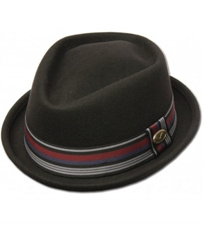 Fedoras Men's Wool Felt Fedora Hat with Leather Strap and Lining - Black - C118HISDG6S $39.22