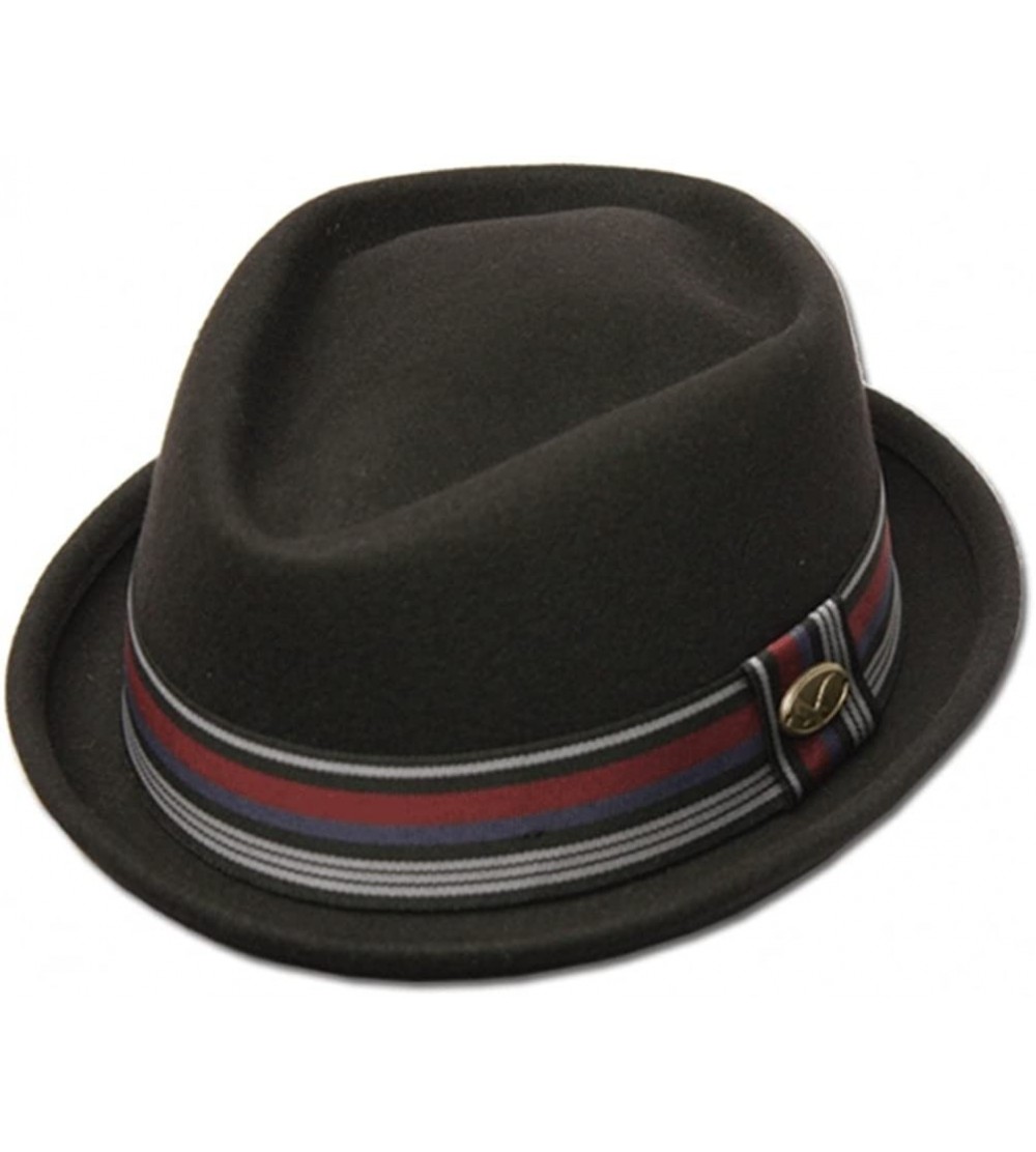 Fedoras Men's Wool Felt Fedora Hat with Leather Strap and Lining - Black - C118HISDG6S $19.87