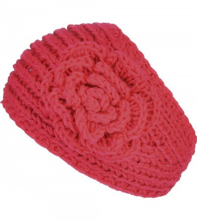 Cold Weather Headbands Women's Knitted Headband Headwrap Floral Crochet Solid - Deep Pink. - CN12GUFWCN3 $9.21