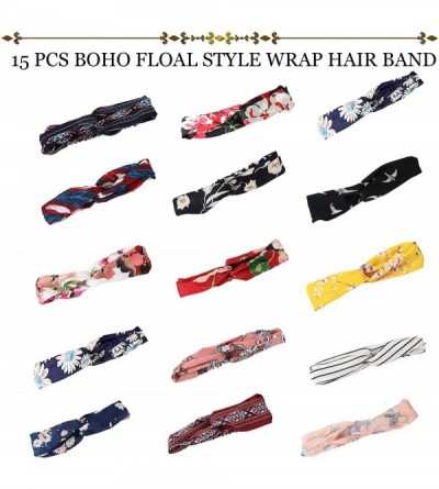 Headbands 15PCS Headbands Women Headwraps Hair Bands Boho Knotted Floal Style Criss Accessories - STYLE B - CL18KGZQ05D $13.73