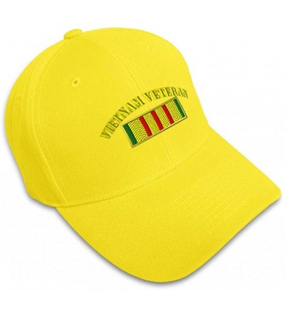 Baseball Caps Custom Baseball Cap Vietnam Veteran Flag Embroidery Dad Hats for Men & Women 1 Size - Yellow - CO12L4FVZYV $12.04
