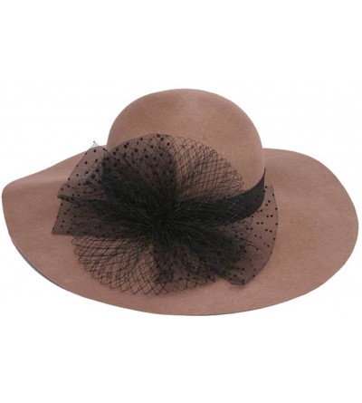 Sun Hats Womens Wool Floppy Sun Hat w/Veiled Bow - Taupe - CC128NP8827 $28.91