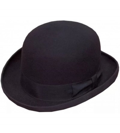Fedoras Men's 100 Percent Wool Felt Derby Bowler Hat Black One Size Fit (S-L) - Black - CM185U3RL9E $31.42